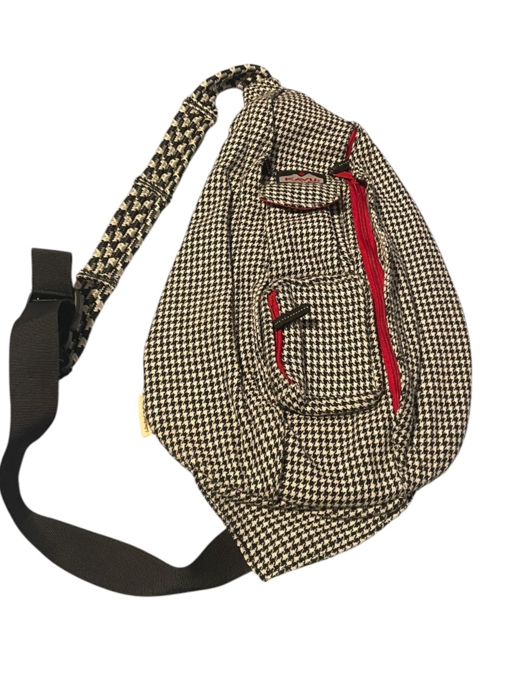 Kavu Houndstooth print rope sling bag EUC